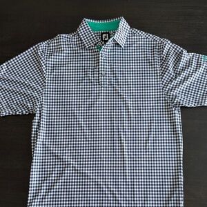 FootJoy Men's Black and White Gingham Polo